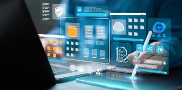 Document,Management,Digital,File,Information,Storage,Of,Business.,Businessman,Using